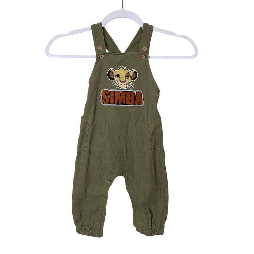 Disney Baby Simba Corduroy Overalls 18M Lion King Olive Green Romper 100% Cotton